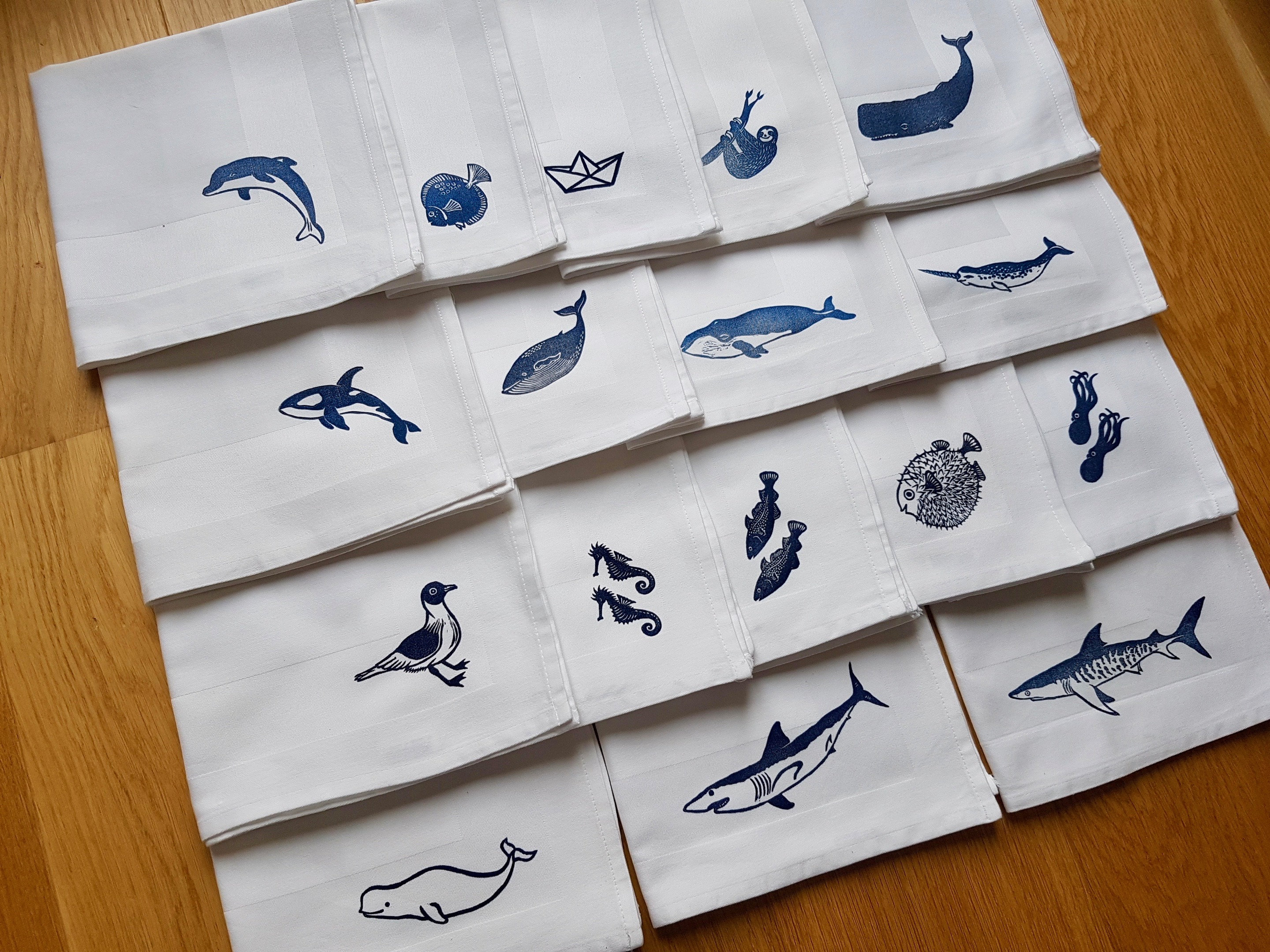 Fabric napkins - maritime - hand printed - many motifs to choose from…