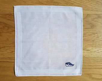 Origami whale - fabric handkerchief made of cotton, washable, sustainable, soft quality