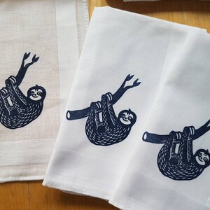 SLOTH - three fabric handkerchiefs - cotton - reusable