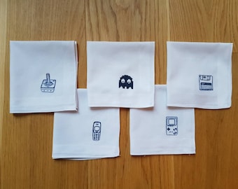 RETRO+NERDY - fabric handkerchiefs, hand-printed, in a set or individually, sustainable and nose-friendly