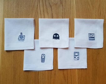 RETRO+NERDY - fabric handkerchiefs, hand-printed, in a set or individually, sustainable and nose-friendly