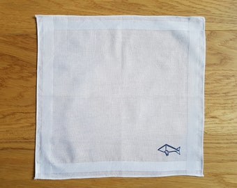 Origami fish - cotton handkerchief, washable, sustainable, soft quality