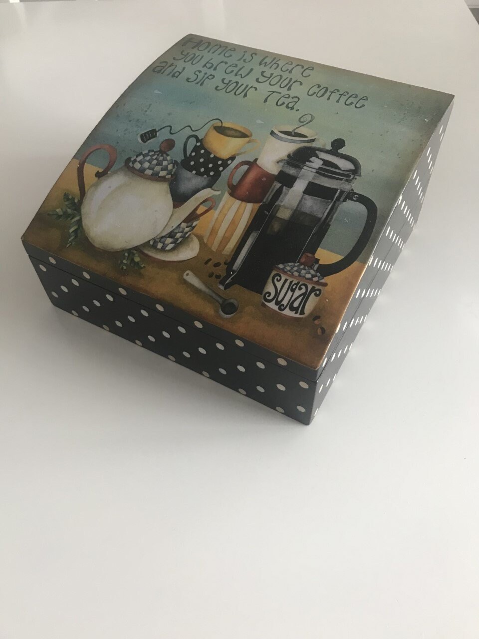 Hand painted decoupage tea box with 9 compartments wooden tea Etsy