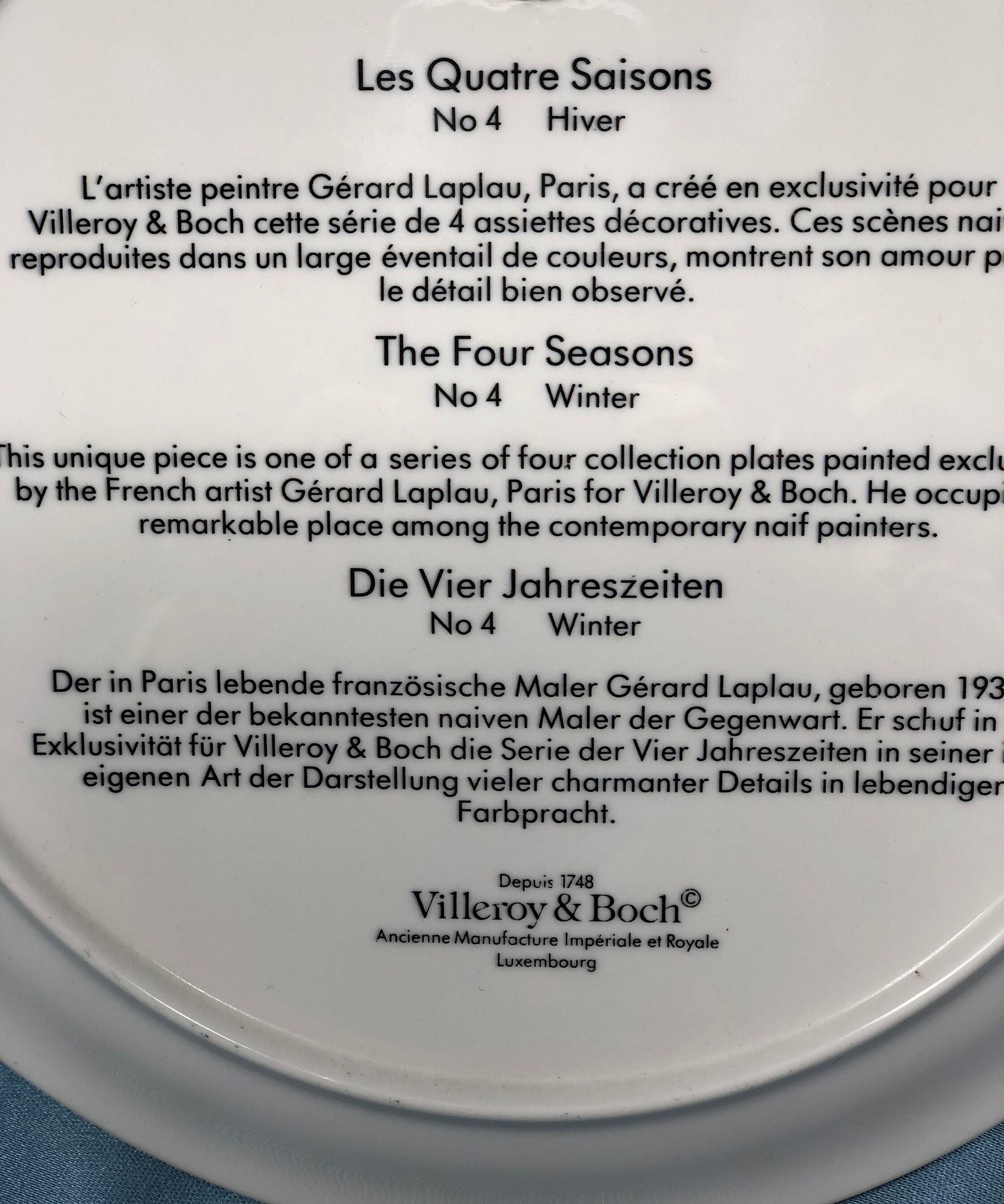 Decorative Assyetes the Four Saisons from Villeroy & Boch, 1980s, Set of 4  for sale at Pamono