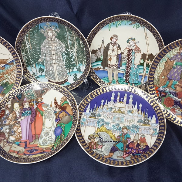 Villeroy & Boch, Heinrich 6 x Sammelteller " Die Russischen Märchen" von Boris Zworykin. Snegurochka Russland Teller Wandteller Kinderzimmer