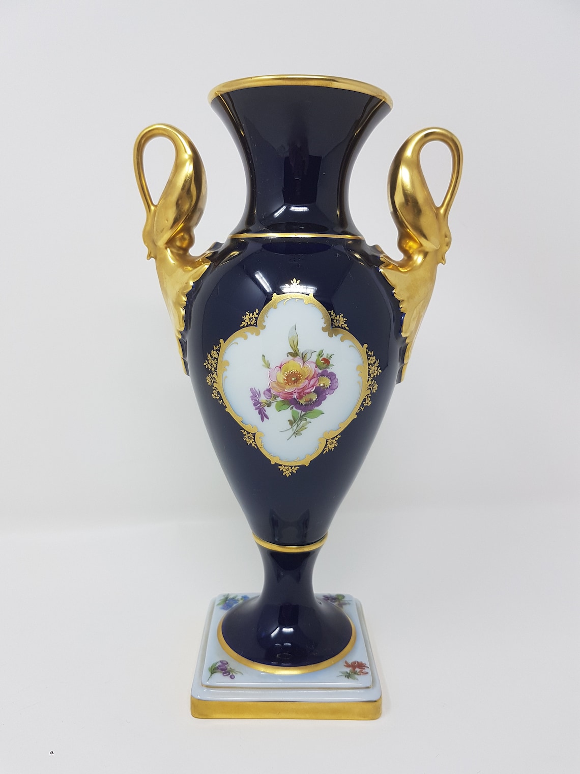 Kaiser Porzellan Vase GLORIA mit Schwanenhenkel Kobalt Blau Etsy