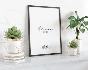 Poster Spruch Ocean Child - norddeutsches Typographie Poster