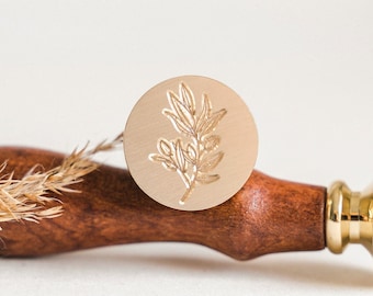 Stempel für Wachssiegel - Siegelstempel mit Olivenblättern - Siegelstempel mit Olivenzweig - Wachssiegelstempel floral zur Hochzeit