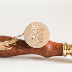 Stempel für Wachssiegel - Siegelstempel mit Olivenblättern - Siegelstempel mit Olivenzweig - Wachssiegelstempel floral zur Hochzeit