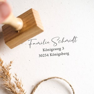 Individueller Holzstempel mit eurem Namen - Personalisierter Stempel - Individueller Stempel - Hochzeit - Adressstempel - Stempel mit Text