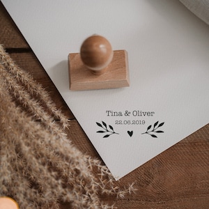 Holzstempel mit euren Daten - individueller Stempel zur Hochzeit - Angepasster Holzstempel mit Datum