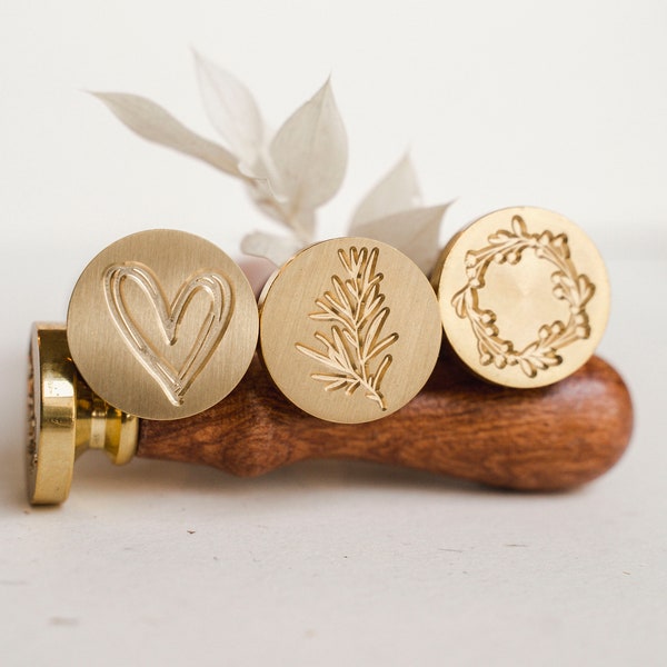 Stamp for wax seals - Sealing stamp with floral design - Sealing stamp with heart - Wax seal stamp floral