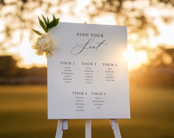 Sitzplan mit Tischordnung zur Hochzeit I Design Garda I Hochzeitsschild personalisiert mit Namen I Hochzeitspapeterie