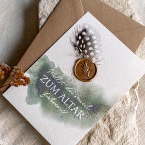 Karte für Trauzeugen - Trauzeugen fragen - Brautjungfer fragen - Vater fragen - Zur Hochzeit - Vintage Karte zur Hochzeit mit Siegel & Feder
