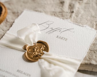 Getränkekarte Hochzeit - Menükarte 'Italy' - Menükarte vintagestil - Büttenpapier Karte Hochzeit - Buffetkarte mit Siegel - Speisekarten