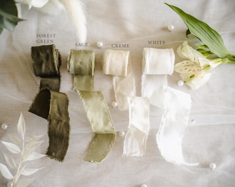 Silk ribbon made of 100% genuine habotai silk - silk ribbon rose - silk ribbon taupe - for stationery finishing - silk ribbon sage