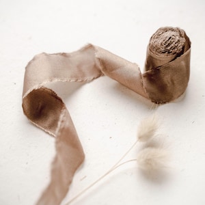 2,5m Seidenband aus 100% echter Habotaiseide - Seidenband braun - Seidenband Brown - zur Papeterieveredelung - Seidenband beige