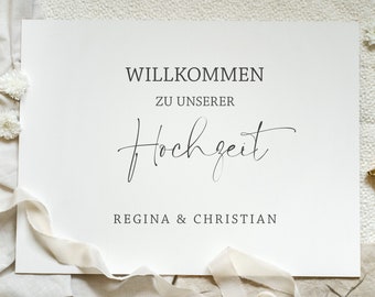 Willkommenschild mit Kalligrafie zur Hochzeit I Design Bari I Hochzeitsschild personalisiert mit Namen I Hochzeitspapeterie