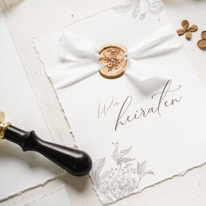 Einladungskarte 'Italy' - Save the Date Karte vintage - Hochzeitseinladung vintage design - Papeterie zur Hochzeit Büttenpapier - mit Siegel