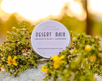 Desert Rain 100% Organic Lotion Bars: Creosote Bush, Creosote Bush + Lavender, or Juniper Berry