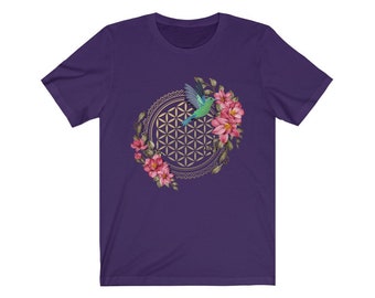 Hummingbirds Sacred Geometry Flower Of Life Hummingbird T-Shirt