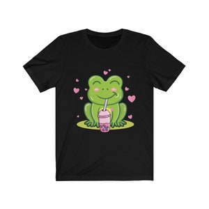 Süßes Kawaii Anime Frosch Trinkblase Tee T-Shirt