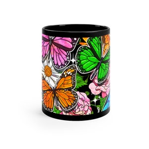 Butterfly Gift Drink Mug Butterflies 11oz Black Mug