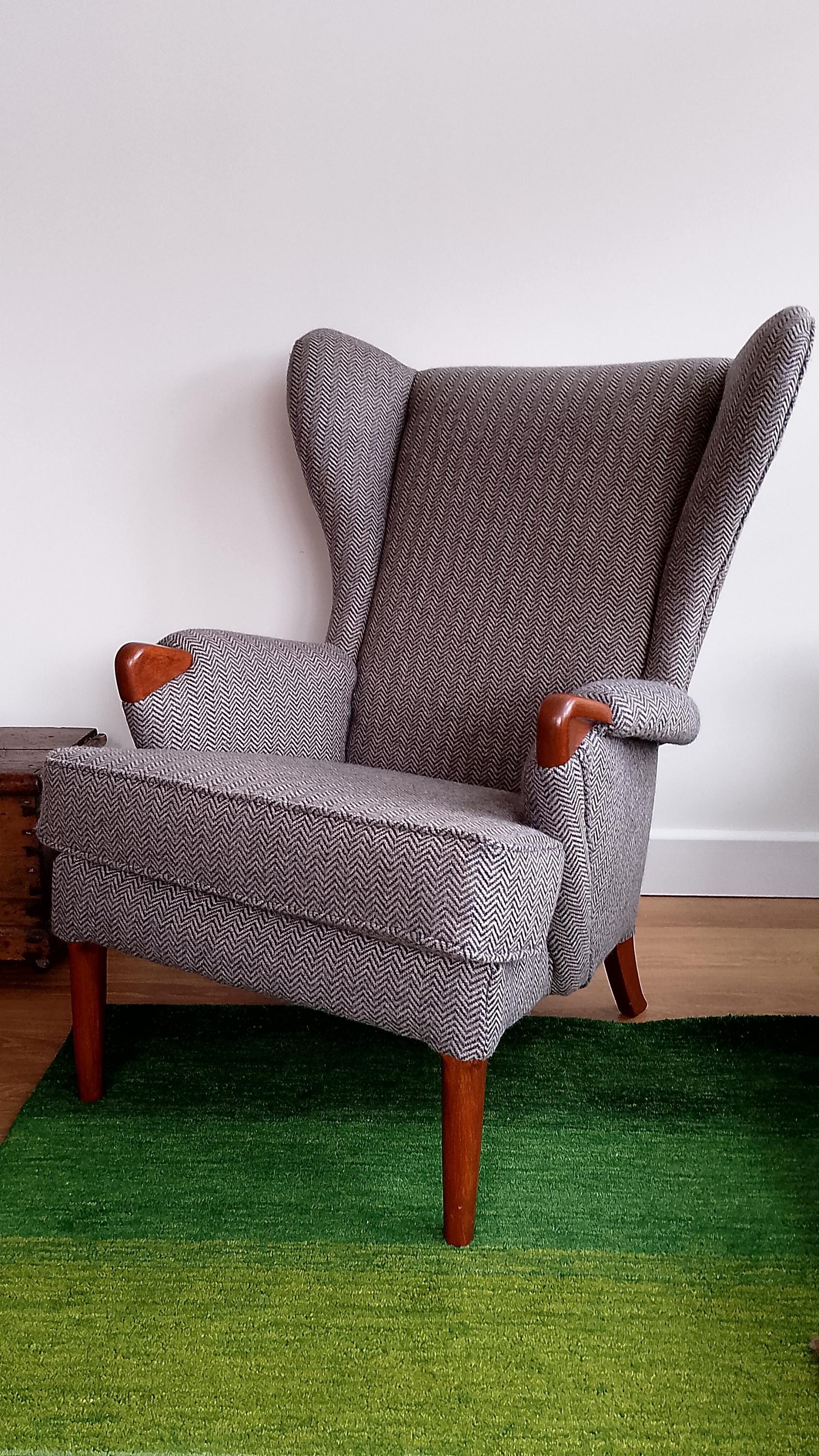 Wingback Armchair Parker Knoll Bentwood Armchair Grey Wool