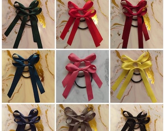 2 pcs Handmade school hair ties school hair accessories ponytail style ribbons bows (2 hair ties in)