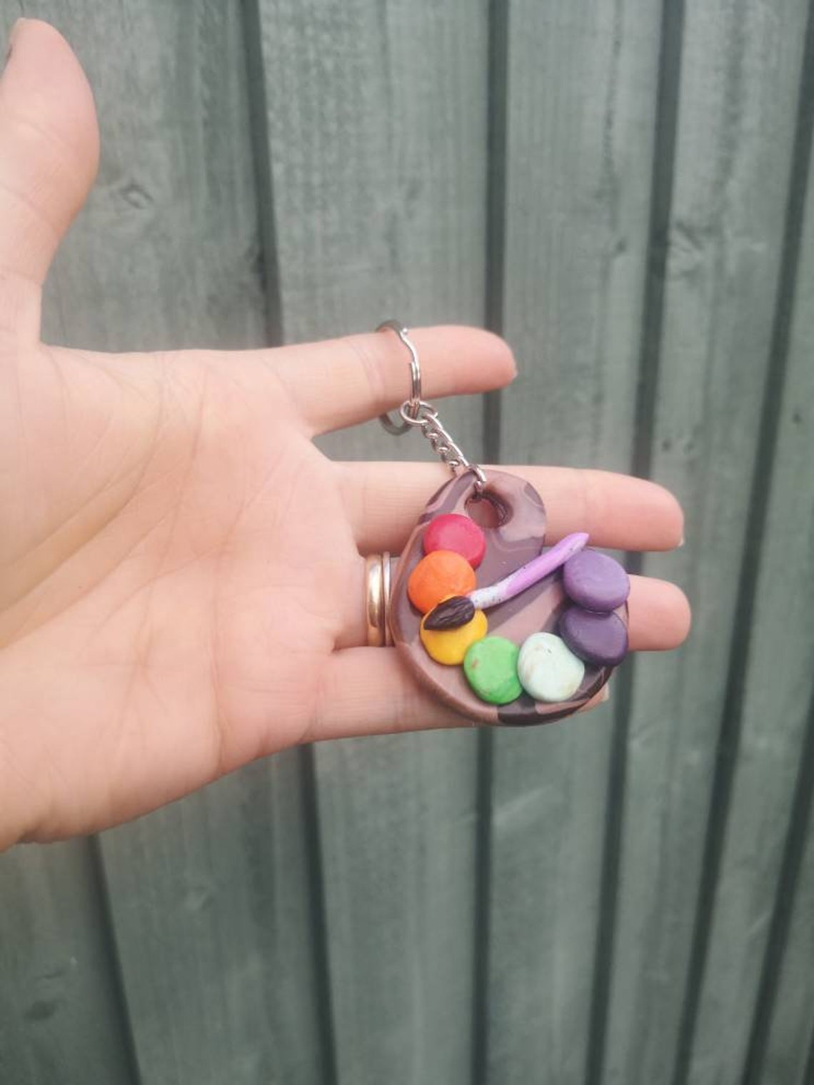 Painting palette keyring artist keyring handmade with clay Etsy