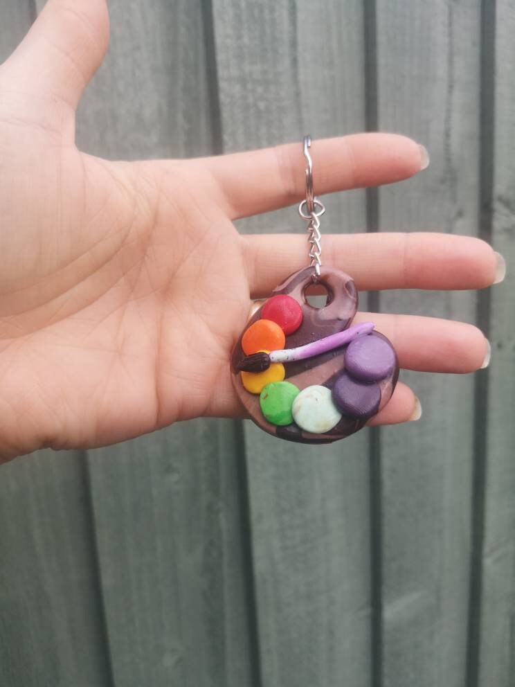 Painting palette keyring artist keyring handmade with clay Etsy