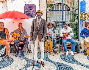 Street Musicians Photograph, Cascais, Portugal, Travel Photography Print, Available as Photo Print or Metal Print