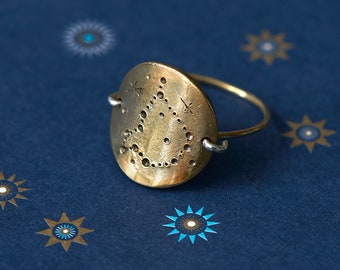 Anello piastrina con costellazione in Argento o Bronzo