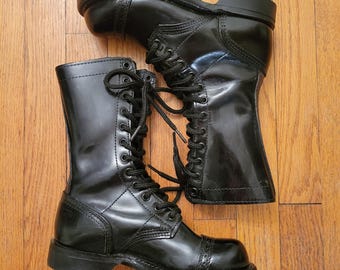Corcoran 1515 Black Leather Combat 4.5M USA Military Paratrooper Jump Boots Goth