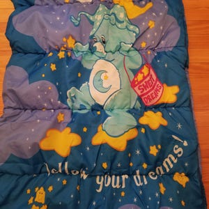 Care Bears Kids Sleeping Bag Follow Your Dreams Vintage 90s Camping Sleepover image 2