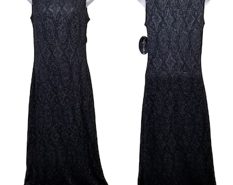 My Michelle M Black Metallic Vintage Sweater Dress Knit 90s Y2k Whimsigoth