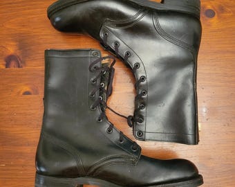 Vintage 1965 Military Black Leather‎ Combat Boots Goodyear Wingfoot 8B Tactical Vintage 1965 Military Black Leather Combat Boots Goodyear  main image 2
