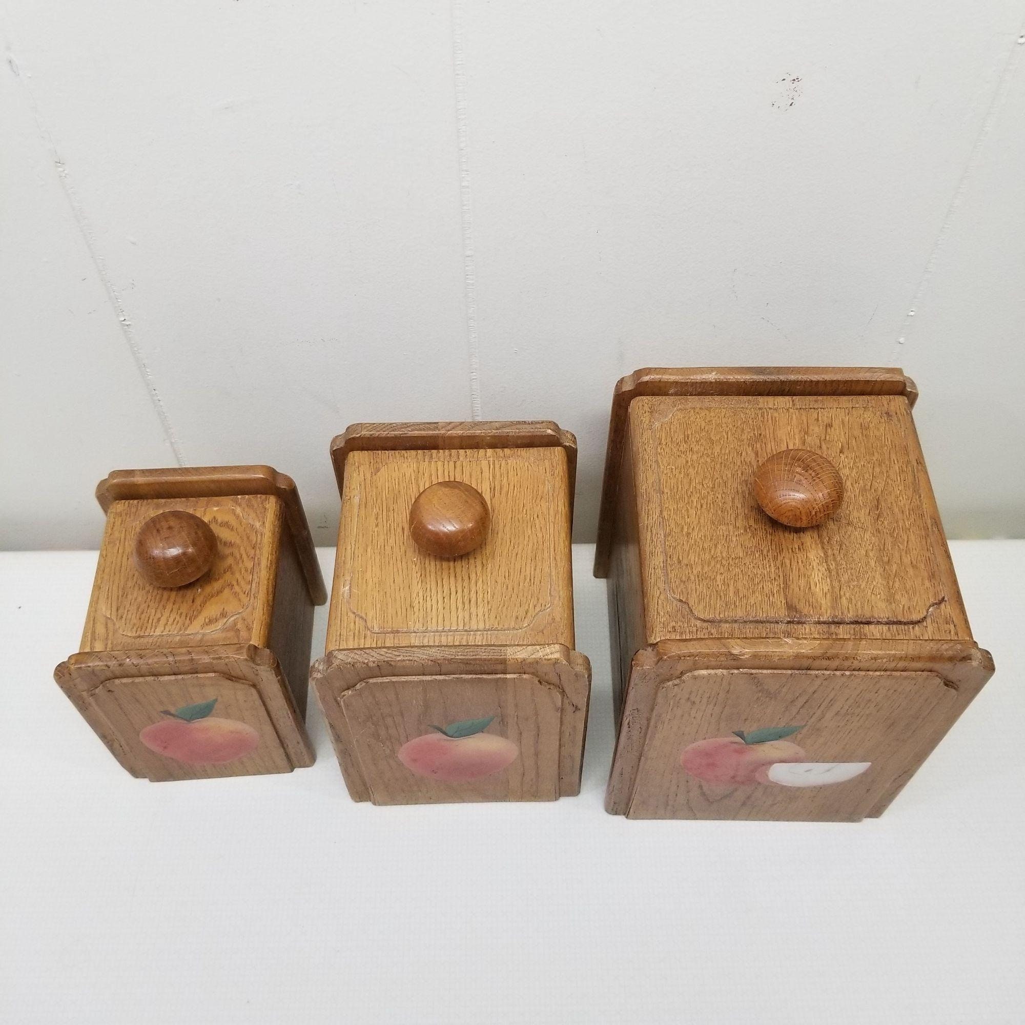 3 Apple Canister set Home Decor Food Storage Wood Country Etsy
