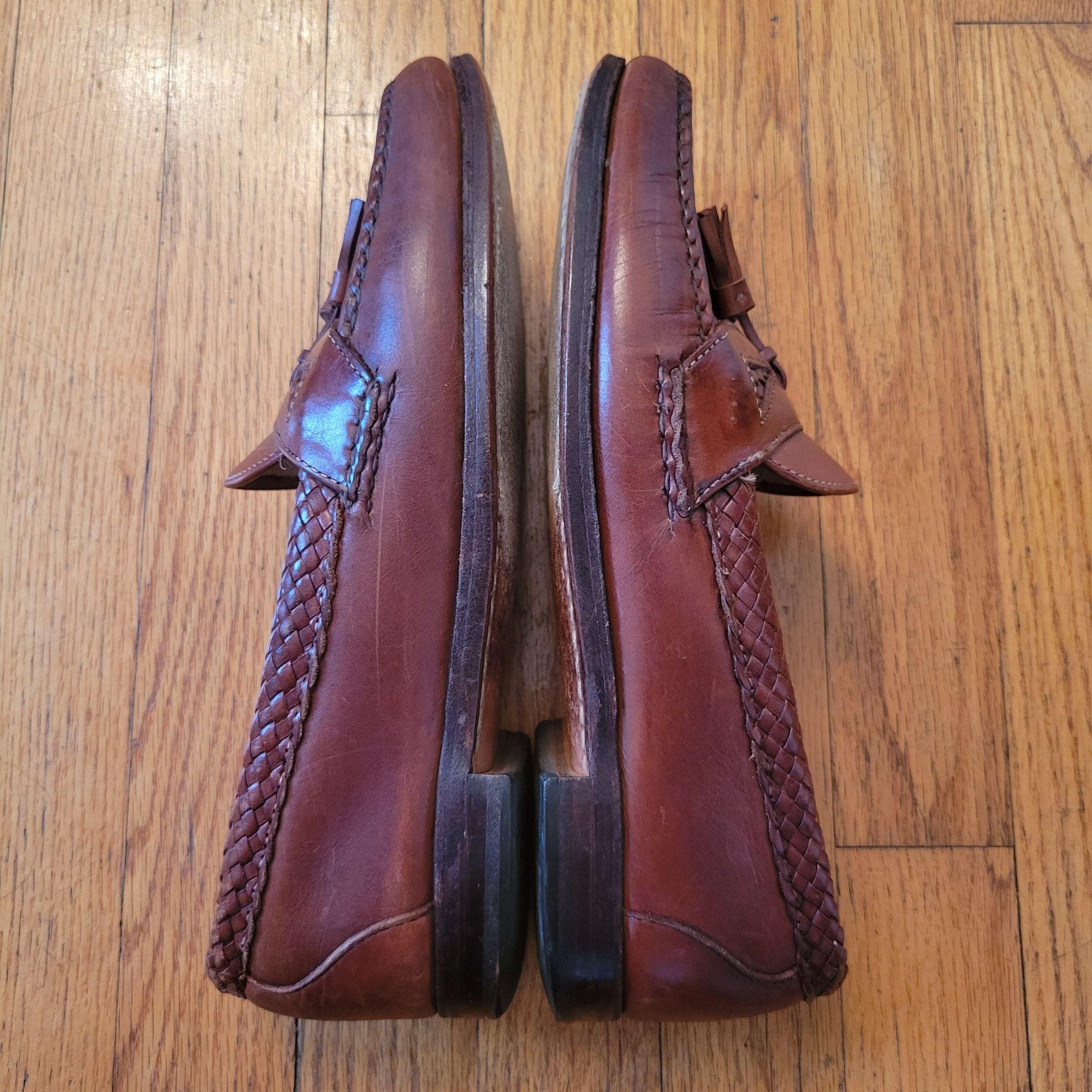 Allen Edmonds MAXFIELD Brown Tassel Loafers 9.5D Braided Leather