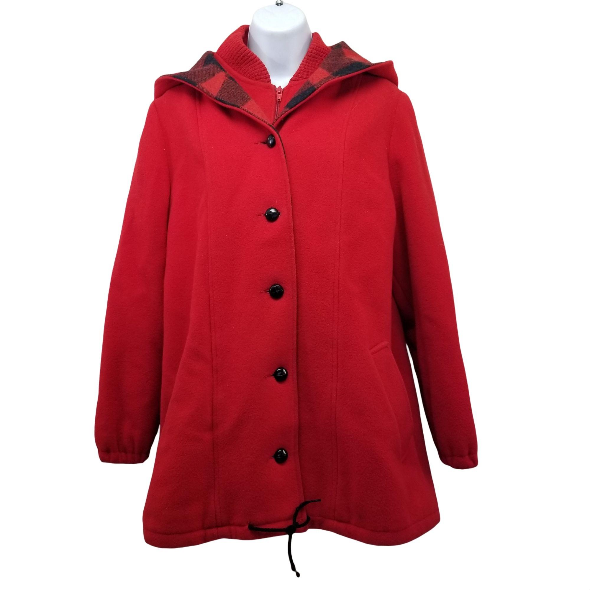 Mackintosh 12 Red Wool Vest Coat Vintage Plaid Hood Winter