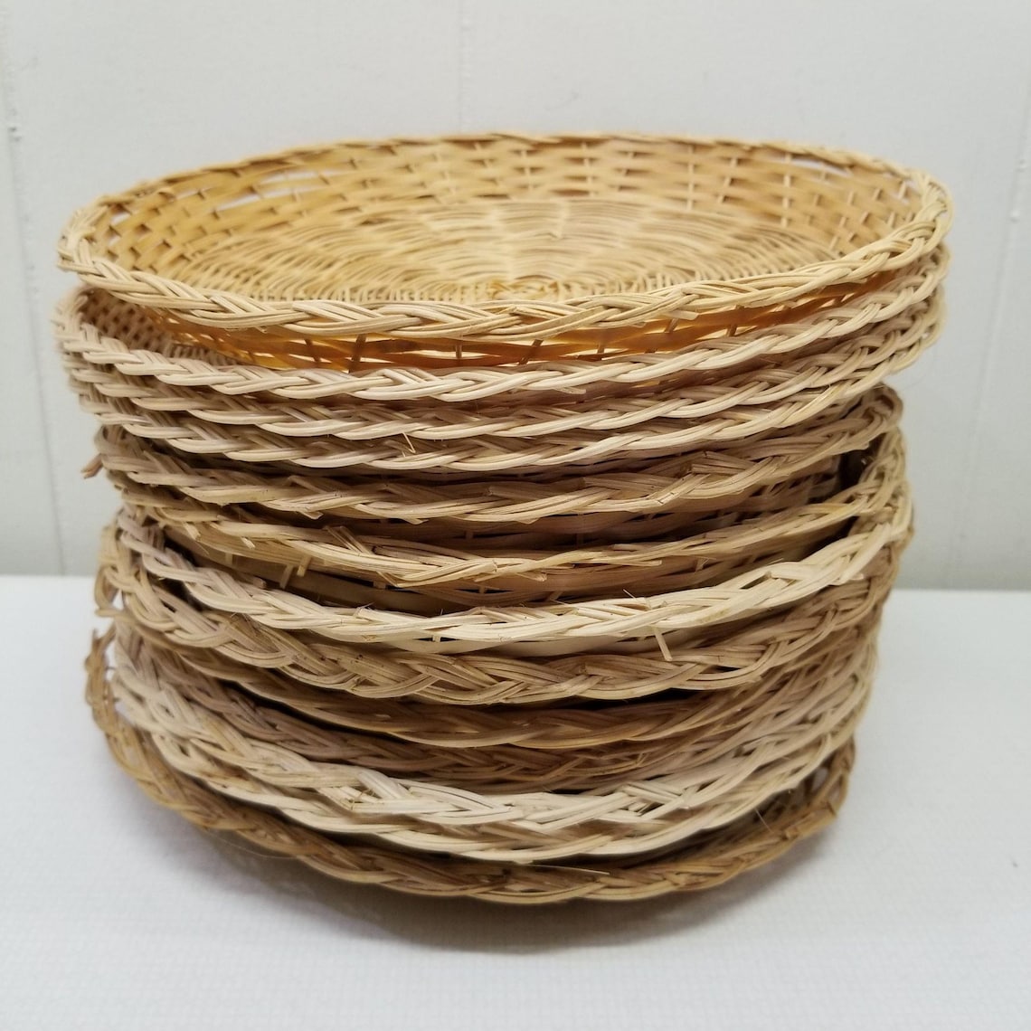 14 Rattan Wicker Paper Plate Holders Country Farmhouse Etsy
