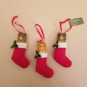 Seasons of Cannon Falls 3 Cat Kitten Stocking Ornaments Christmas Holiday Decor
