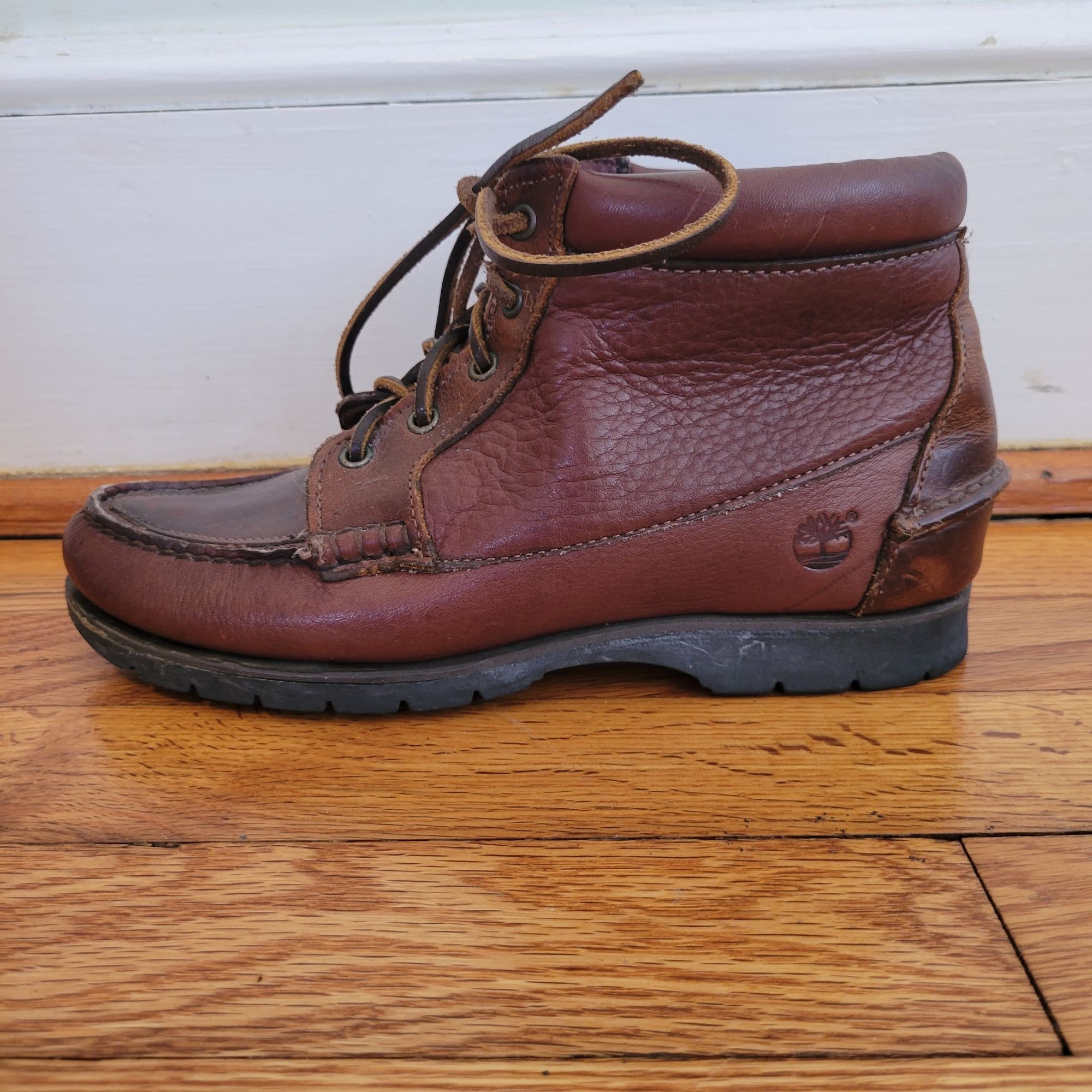 Timberland 7M Brown Leather Hiking Work Boots Waterproof 