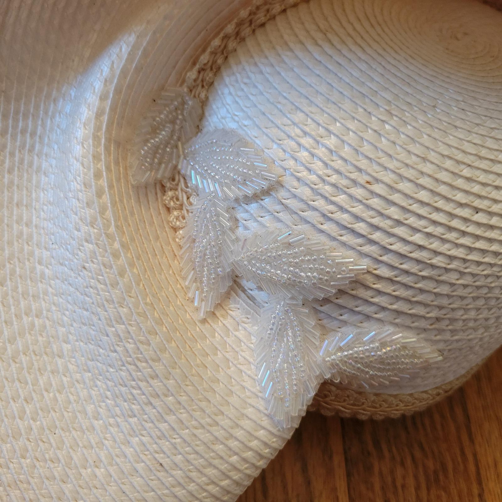 Deborah‎ NY Ivory Hat Beaded Floral Embellished Formal Derby Decor 60s 70s USA Ivory Formal Hats for Women for sale | eBay main image 4