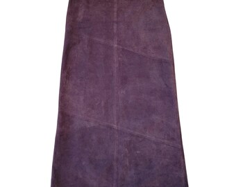XOXO Brown Suede Leather Maxi Skirt Slit 8 Western Boho Granola Earthy Hippie