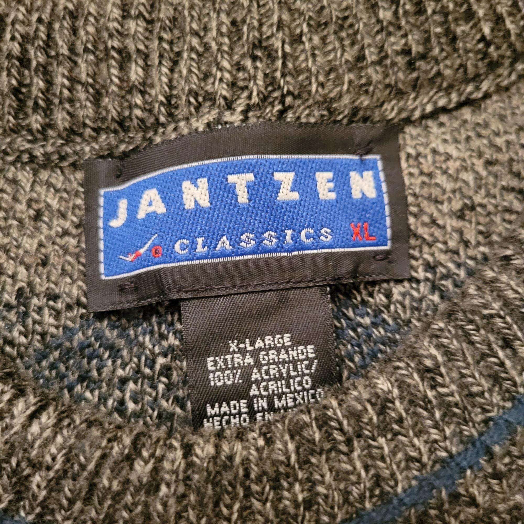 Jantzen Classics XL Argyle Sweater Grey Diamond Pattern 