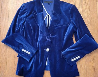 White House Black Market 6 Blazer Blue Velvet Whimsigoth Academia Preppy Pirate