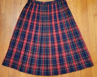 Camden Classics 13 14 Plaid Pleated Maxi Skirt Wool Vintage Red Blue School Girl