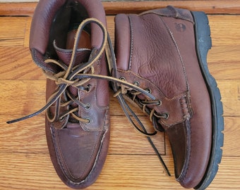 Timberland 7M Brown Leather Hiking Work Boots Waterproof Vintage