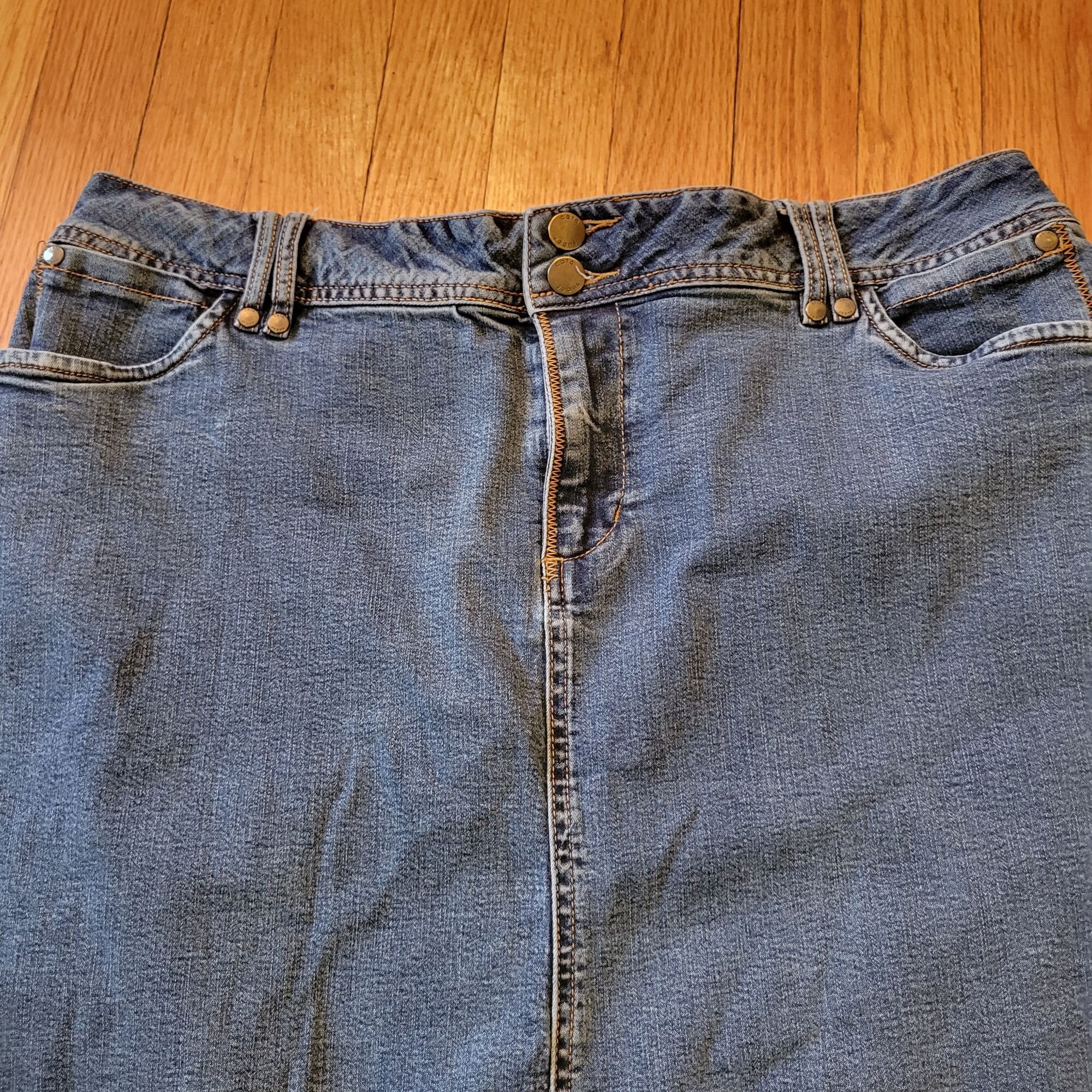 Cato 18 Blue Jean Denim Skirt Maxi Belt Loops Pockets